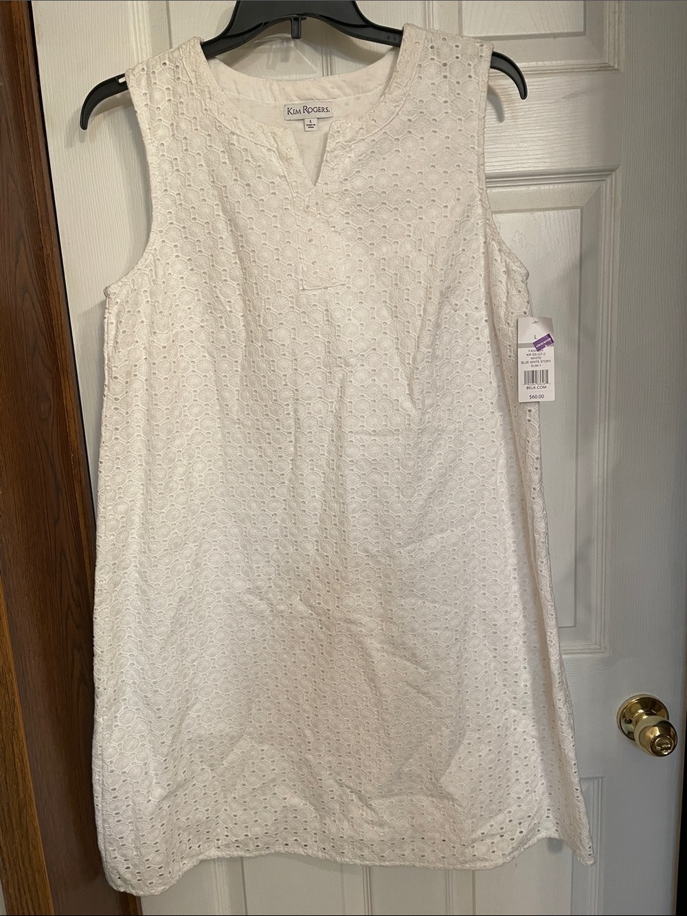 Kim Rogers White Sleeveless Eyelet Shift Dress